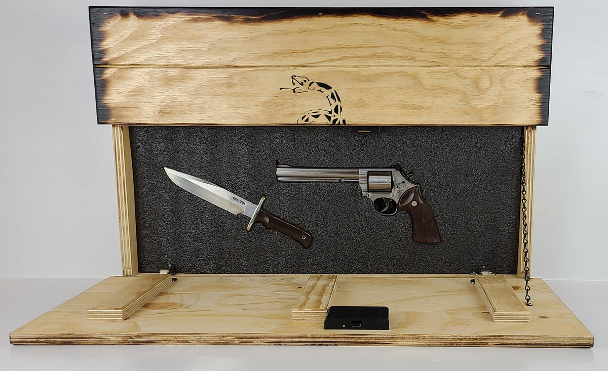 "Don't Tread on Me" Hidden Gun Storage sign Charred Finish