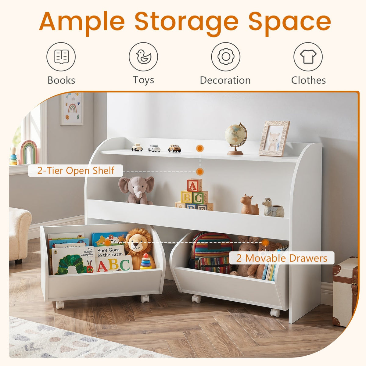 Kids Toy Storage Organizer with Rolling Drawers