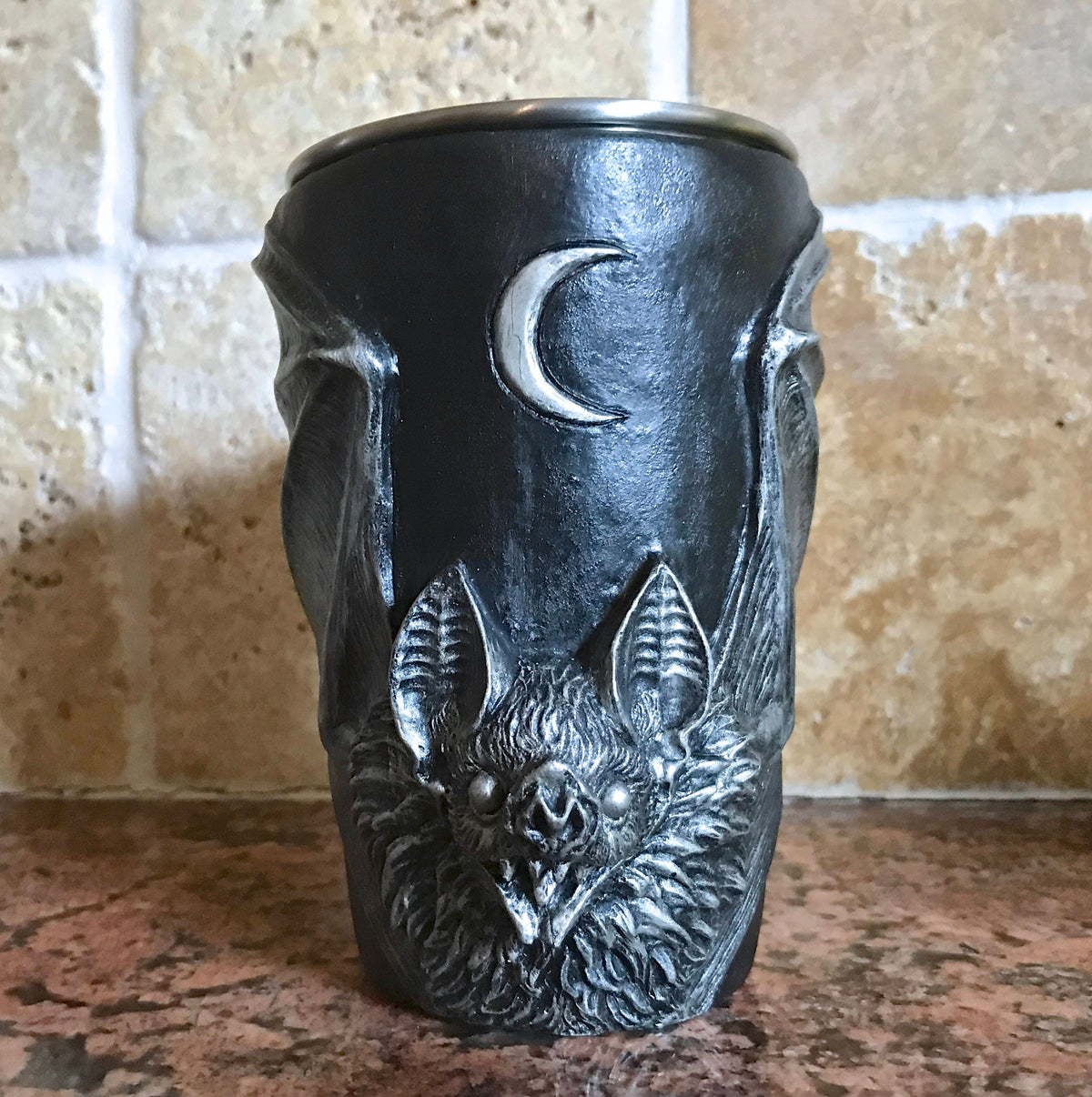 Vampire Bat Gothic Resin Mug – Hand Sculpted with Steel Liner