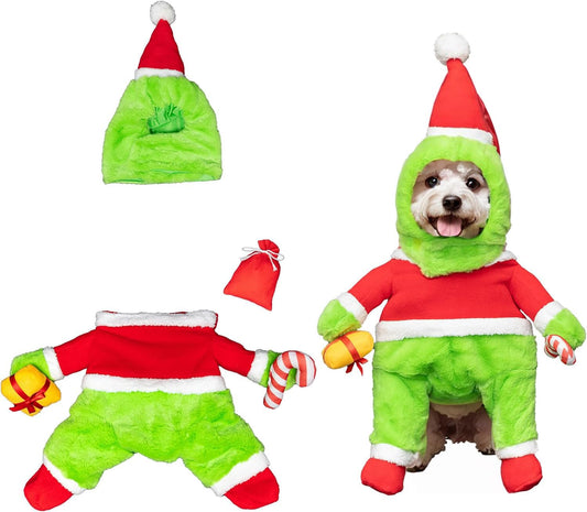 Green Furry Dog Christmas Costume – Pet Halloween Cosplay Coat