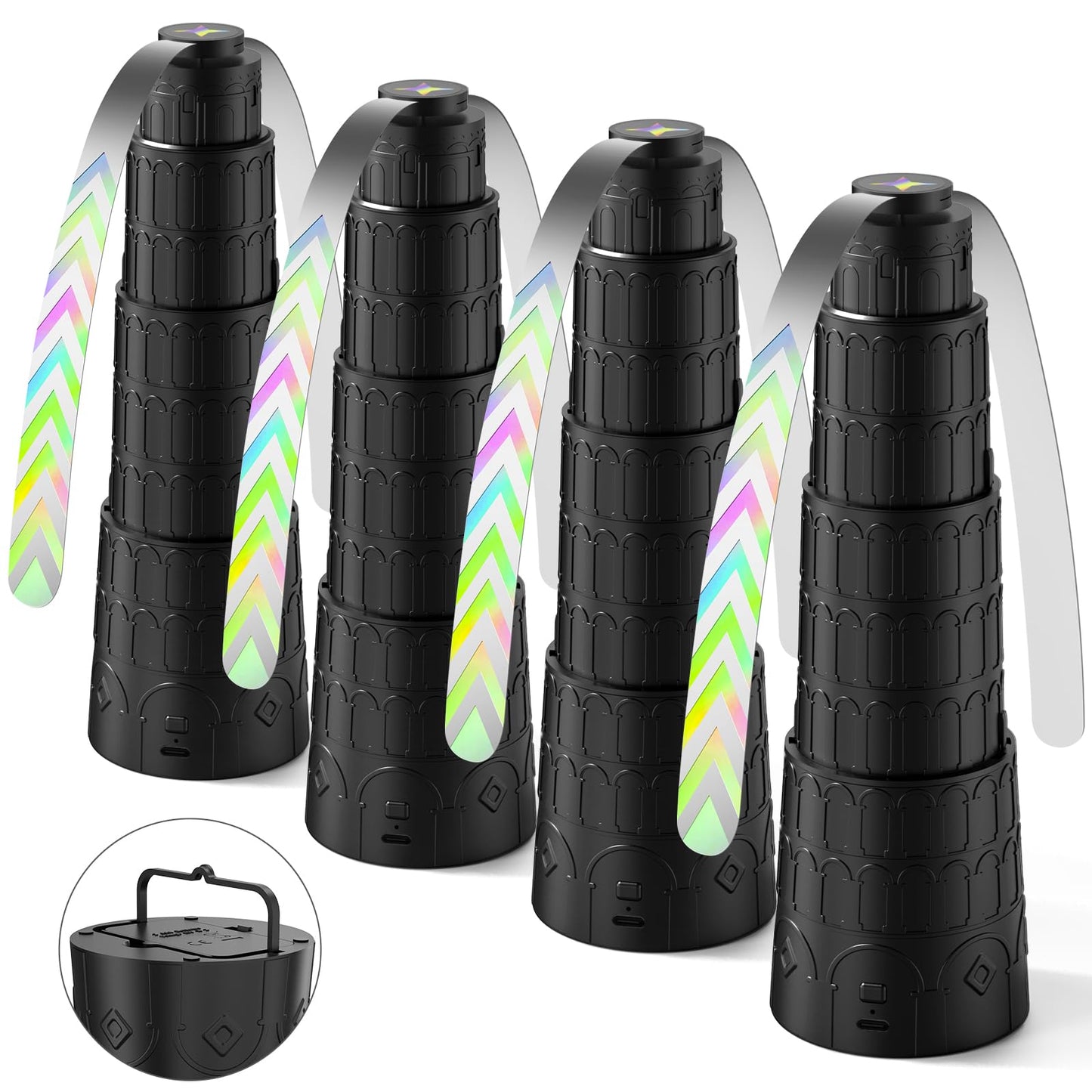 Adawook Fly Fans for Tables Height Ajustable Food Fans Chemical-Free Bug Fans with Soft Blades Keep Flies Bugs Away Foldable Table Fly Fan 4 Pack Black
