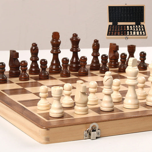Magnetic Folding Wood Chess Set – Double Queen, Adult & Kids