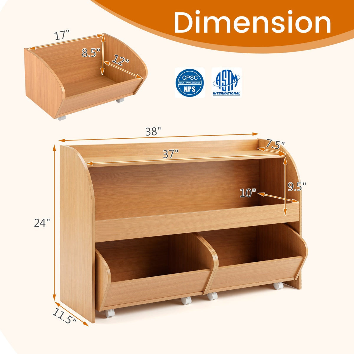 Kids Toy Storage Organizer with Rolling Drawers
