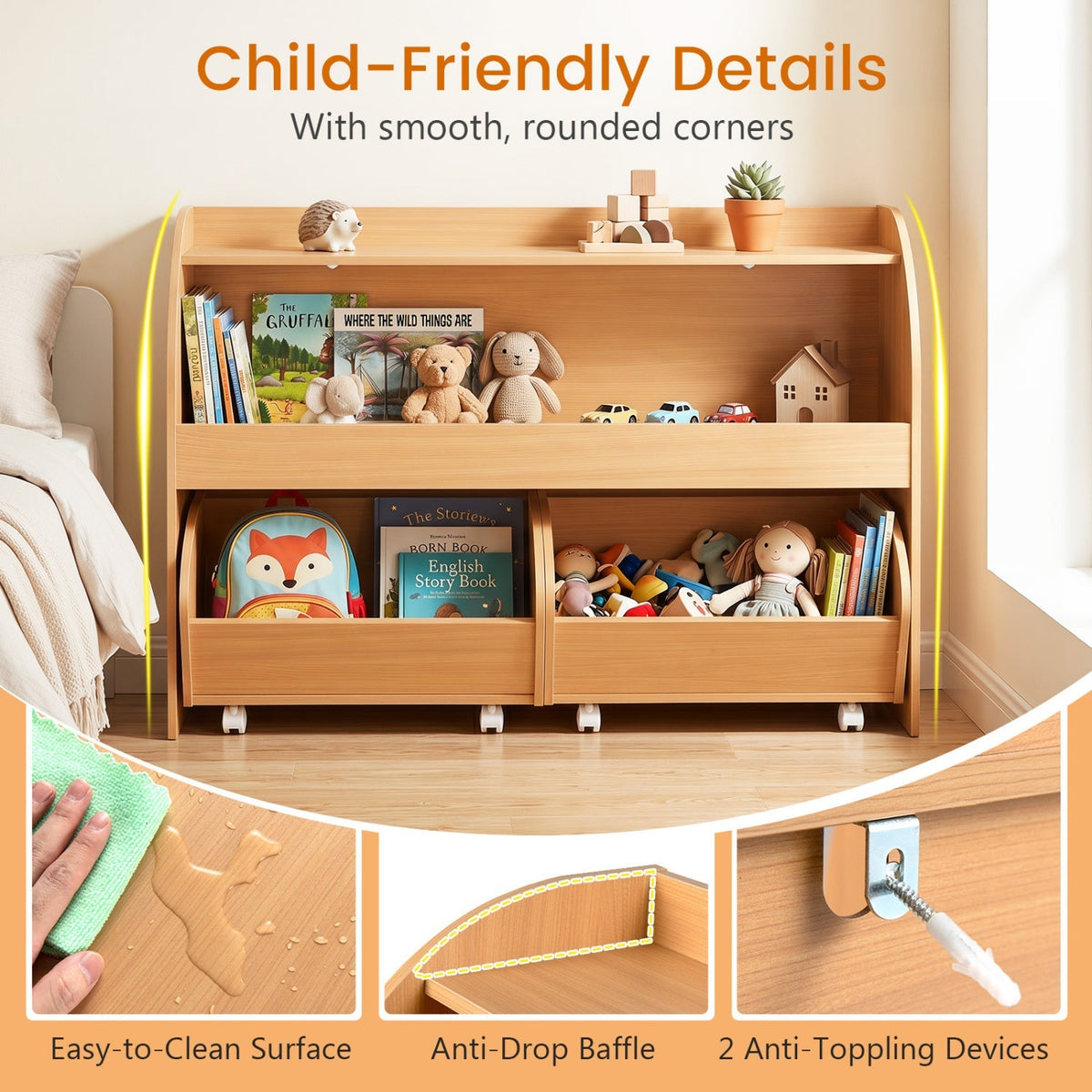 Kids Toy Storage Organizer with Rolling Drawers