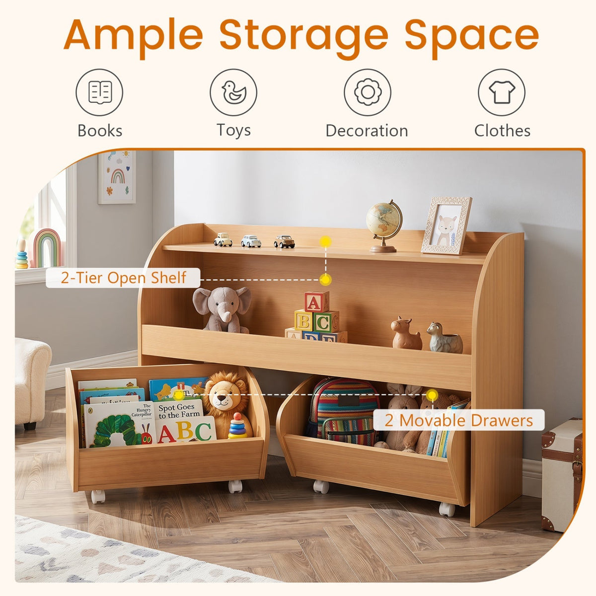 Kids Toy Storage Organizer with Rolling Drawers