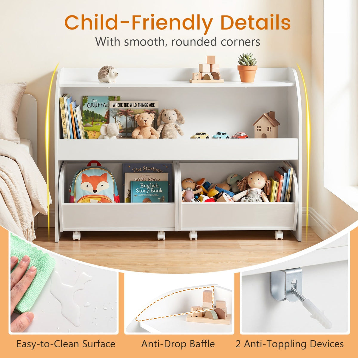 Kids Toy Storage Organizer with Rolling Drawers
