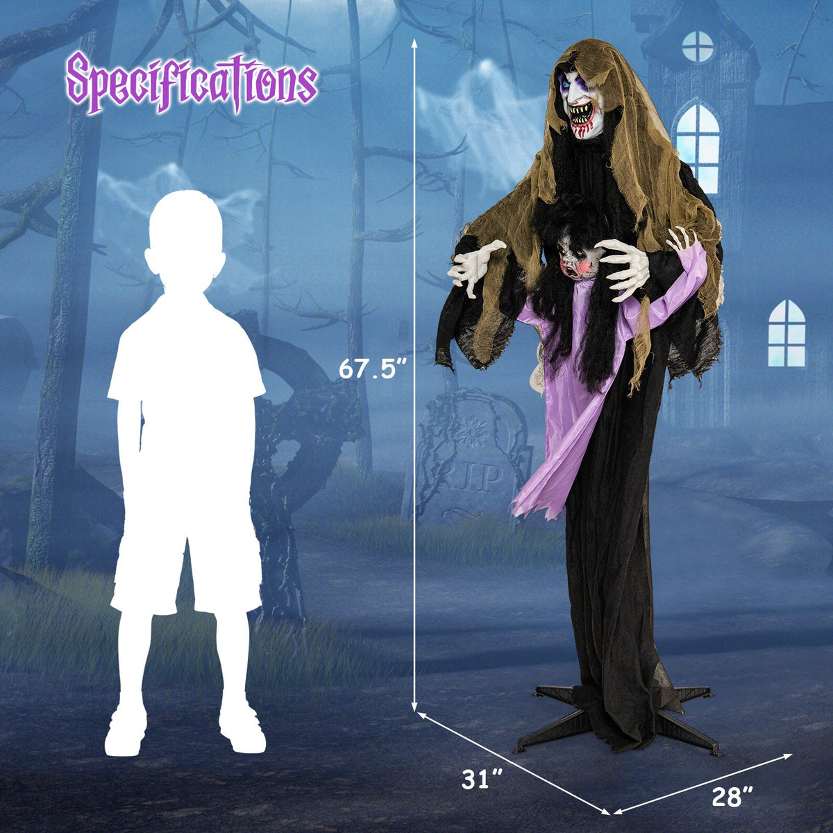 Lighted Animated Outdoor Vampire Halloween Decoration – LED Yard