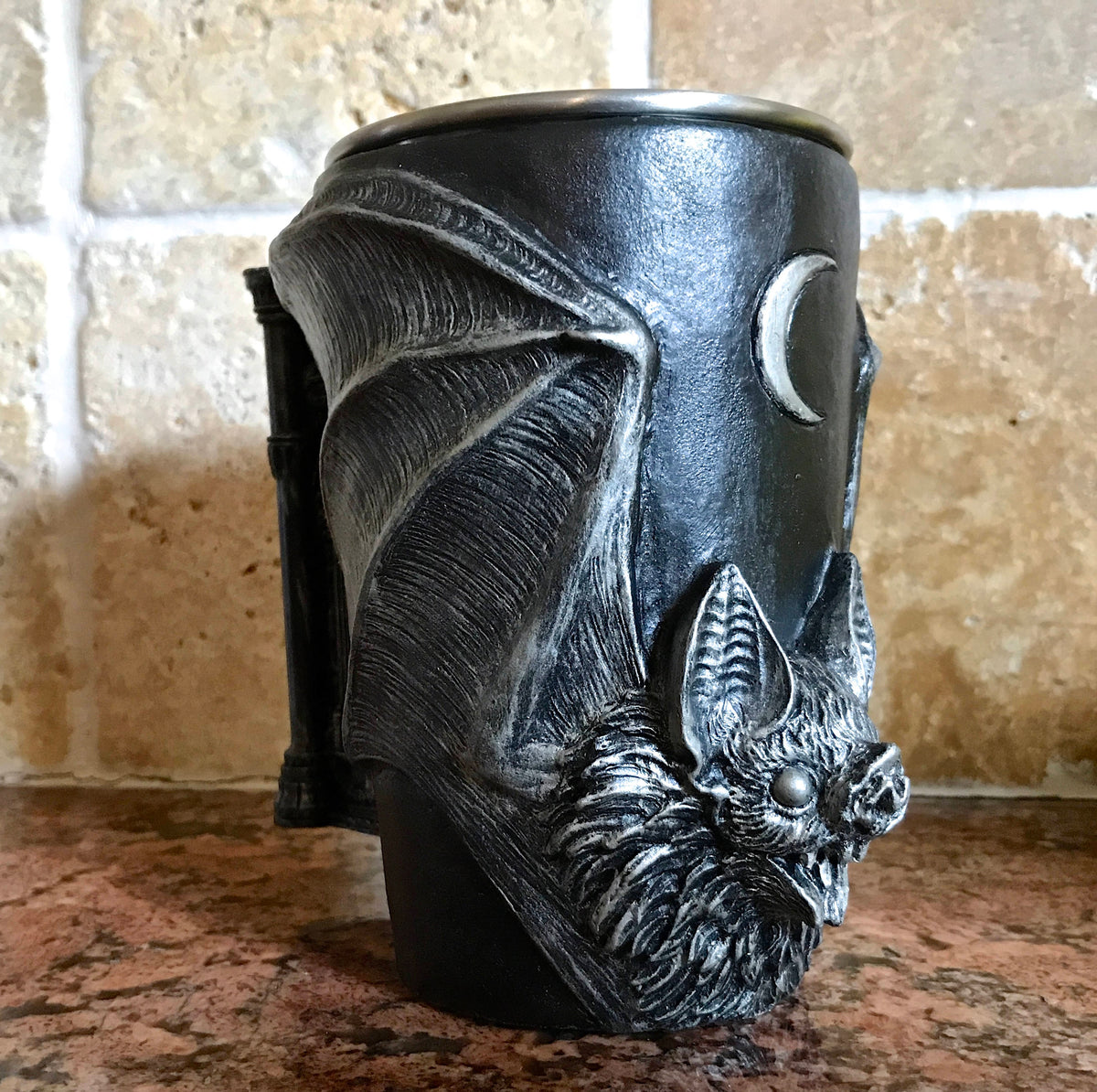 Vampire Bat Gothic Resin Mug – Hand Sculpted with Steel Liner