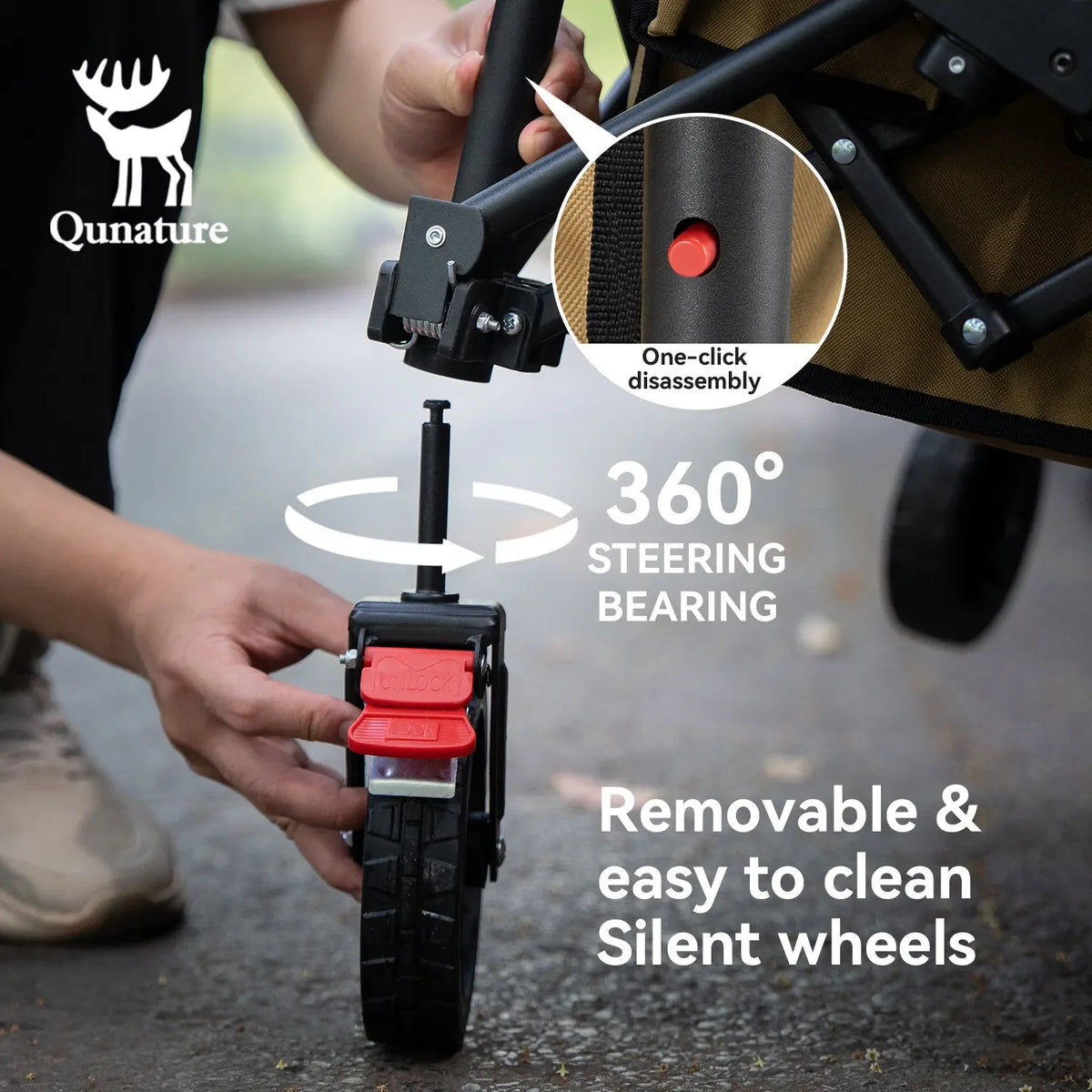 220lbs Foldable Utility Wagon with 360° Swivel Wheels